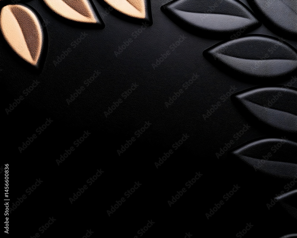Aufkleber abstract background with embossed gold and black leaves on a dark surface, creating a sophisticated 