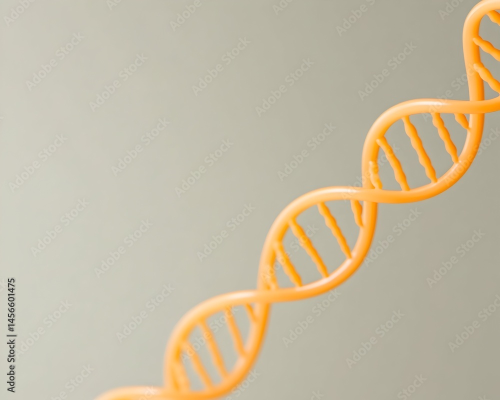 Poster close-up of a double helix model, possibly representing dna or genetic code. the model is orange and