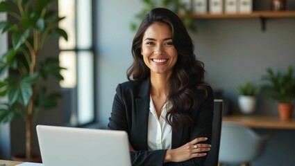 businesswoman working on laptop