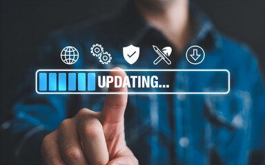 Digital Update Interface with Progress Bar and System Icons