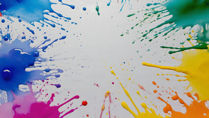 Abstract watercolor background with blue and colorful ink splashes creates a vibrant artistic texture