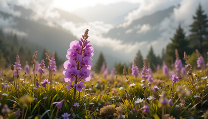 Obraz premium Purple Flower in Mountain Meadow