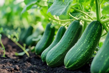 Fresh organic cucumbers countryside farming