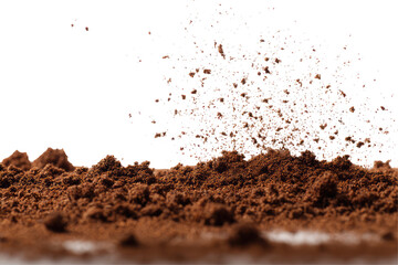 Fine Dry Crumbly Brown Soil Scattered On  isolated on a transparent background