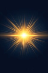 Obraz premium Golden Light Burst Radiating from a Central Point on a Deep Blue Background for Graphic Design Projects