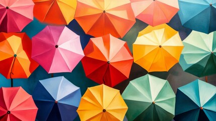Colorful Umbrellas Overhead View