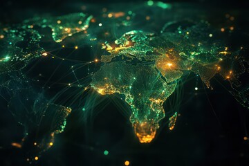 Global network visualization with glowing data streams