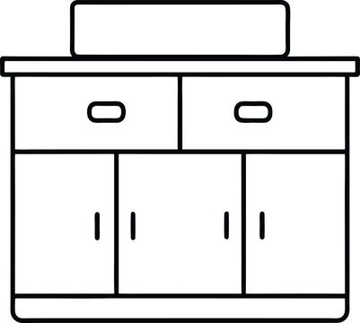 recommend clip art: kitchen cabinet icon line art vector illustration