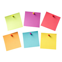 Group Of Colorful Sticky Notes  isolated on a transparent background