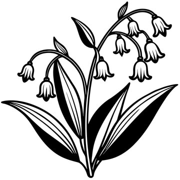 black and white lily of the valley clip art preview