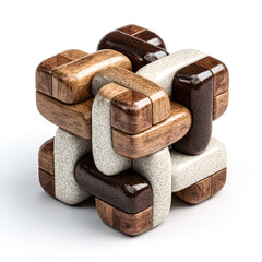 Intricate Wooden Puzzle Cube Challenging Brain Teaser Game
