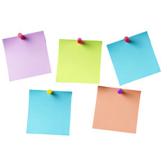Group Of Colorful Sticky Notes  isolated on a transparent background
