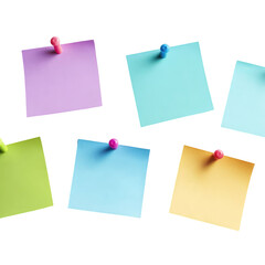 Group Of Colorful Sticky Notes  isolated on a transparent background