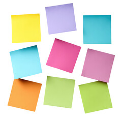Group Of Colorful Sticky Notes  isolated on a transparent background
