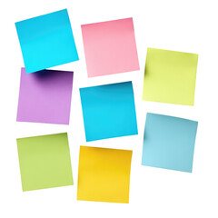 Group Of Colorful Sticky Notes  isolated on a transparent background