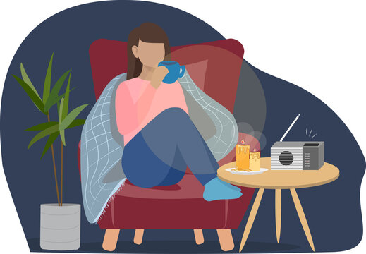 Woman Relaxing at Home During a Power Outage