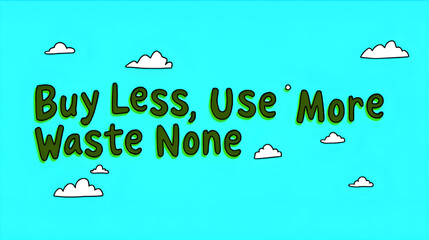 Recycling image, buy less, use more, waste none