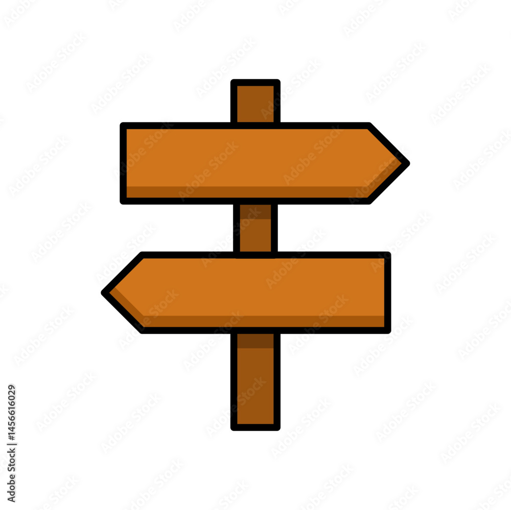 Poster signpost direction choice path line icon navigation guidance decision flat outline vector editable e