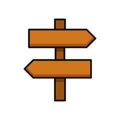 Signpost Direction Choice Path Line Icon Navigation Guidance Decision Flat Outline Vector Editable Easy to Edit Symbol