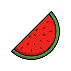 Watermelon Fruit Slice Summer Line Icon Food Healthy Refreshing Flat Outline Vector Editable Easy to Edit