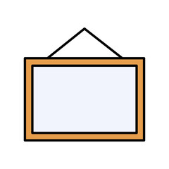 Picture Frame Hanging Illustration. Art Decor Gallery Object Graphic. Flat Style Isolated Colorful.