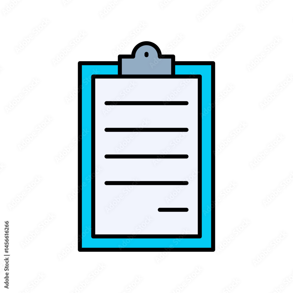 Poster clipboard document report task line icon office business productivity flat outline vector editable s