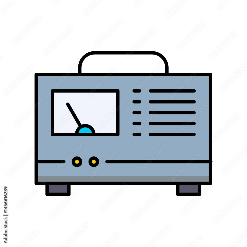 Poster voltmeter analog measurement electronic line icon technology electronics science flat outline vector