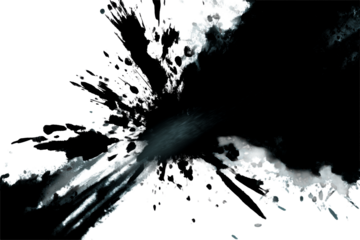 Dynamic black ink splash with a transparent background