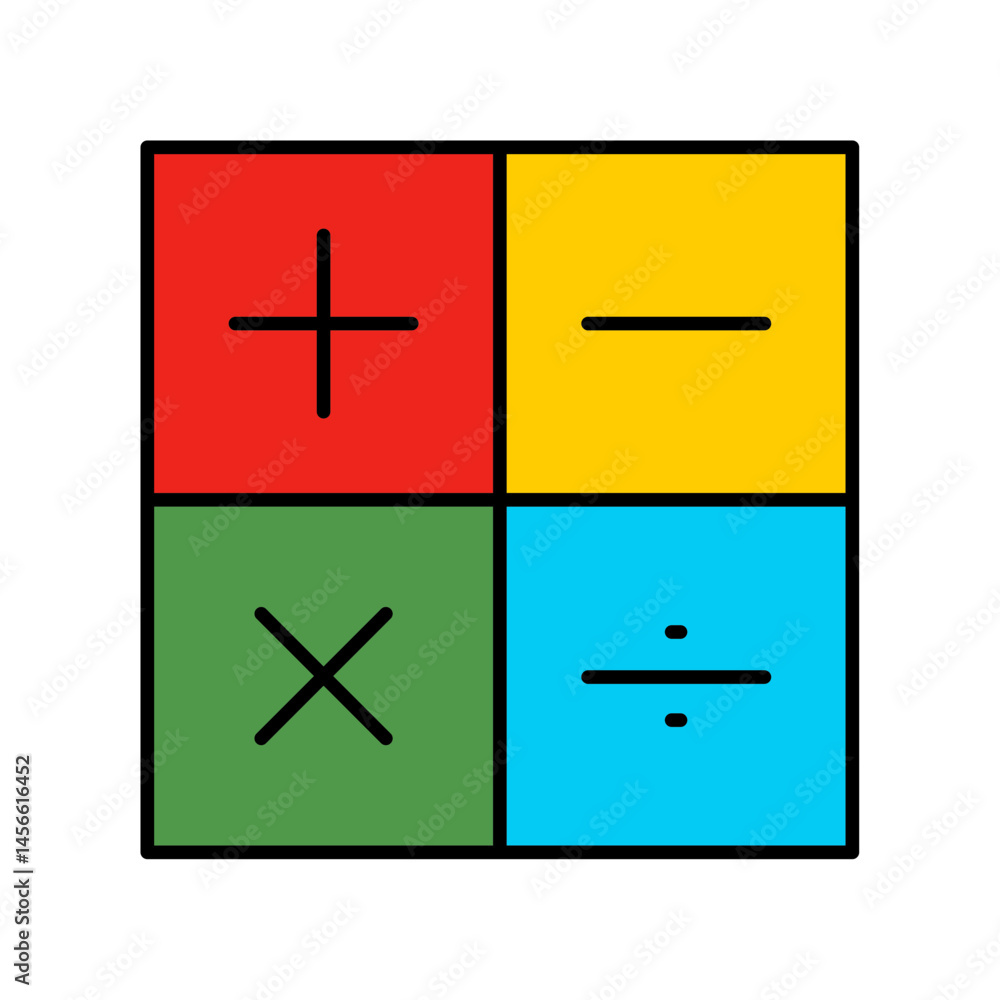 Poster math operations symbols line icon education science calculation flat outline vector editable stroke 