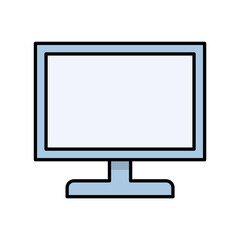 Technology Display Office Illustration. Monitor Screen, Computer, Work, Digital Object Graphic. Flat Style Isolated Colorful