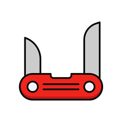 Swiss Army Knife Multi-tool Utility Line Icon Outdoor Camping Survival Flat Outline Vector Editable Stroke Easy to Edit