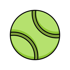 Tennis Ball, Play, Activity, Recreation, Match Object Graphic. Flat Style Isolated Colorful.