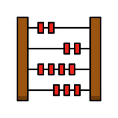 Math Education Counting Illustration. Abacus Calculation Tool, Beads, Frame Object Graphic. Flat Style Isolated Colorful