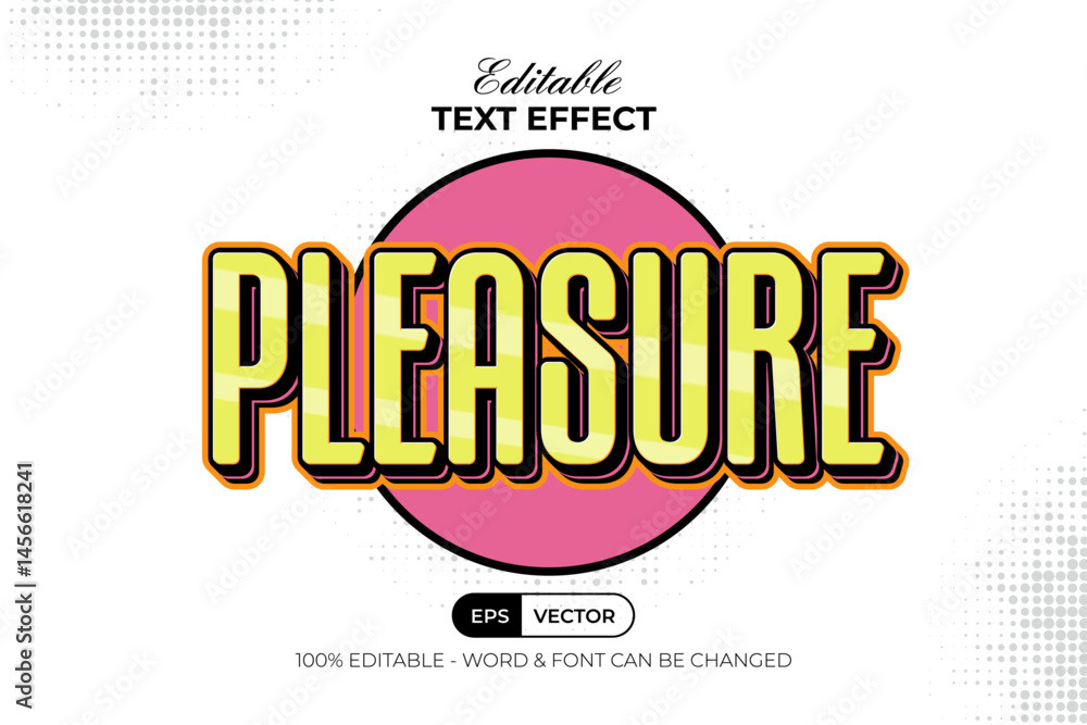 Aufkleber pleasure text effect summer style. editable text effect.