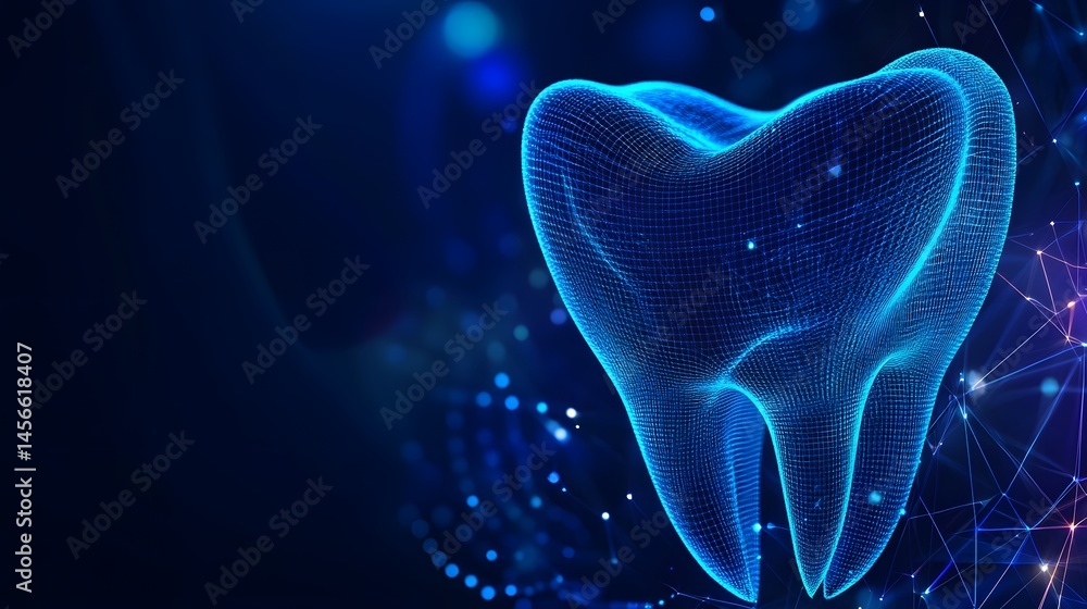 Aufkleber digital representation of a healthy tooth with connecting lines.