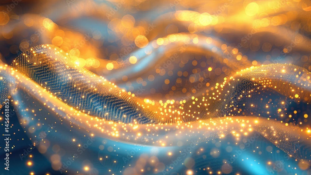 Poster wonderful picture of colorful light sparkling particles scattered across space background, create ab