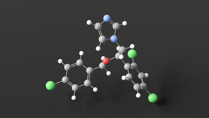 econazole molecule 3d, molecular structure, ball and stick model, structural chemical formula antifungal