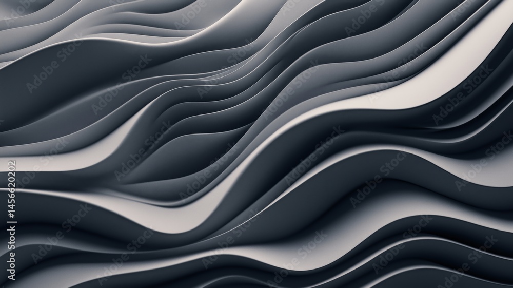 Poster dynamic gray waves create a visually striking abstract background for creative projects