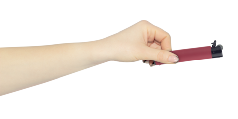 lighter in hand isolated from background, concept to pass or throw away	