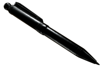Sleek black pen on transparent background for versatile use