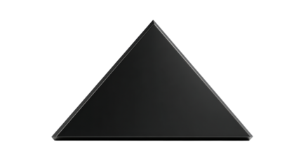 Black triangular prism with a sleek design on a transparent background