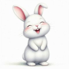 Chuckling Cotton Tail rabbit laughs and is happy isolated watercolor vector illustration svg