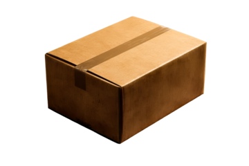 Cardboard box ready for shipping on a transparent background