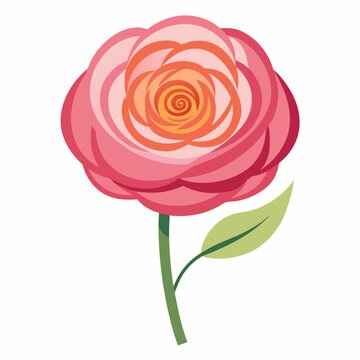 pink rose flower stem green leaf clip art preview