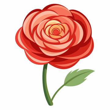 red rose flower on stem clip art preview