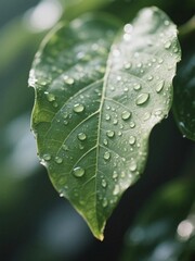 water drops on leaf