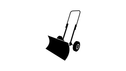 Snow Shovel with Wheels,  black isolated silhouette