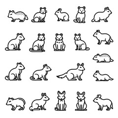 Fototapeta premium 小動物とキツネのアイコン集｜Small Mammals and Fox Icon Collection