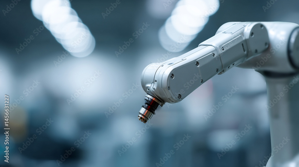 Poster Robotic arm with multiple joints operates in modern industrial environment, showcasing advanced automation technology and precision engineering for efficient manufacturing tasks