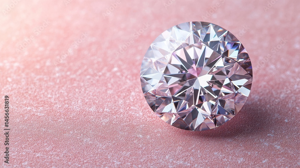 Poster sparkling round diamond on soft pink background for elegant displays